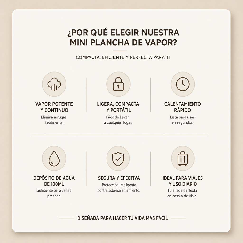 Mini Plancha de Vapor Portátil para Ropa
