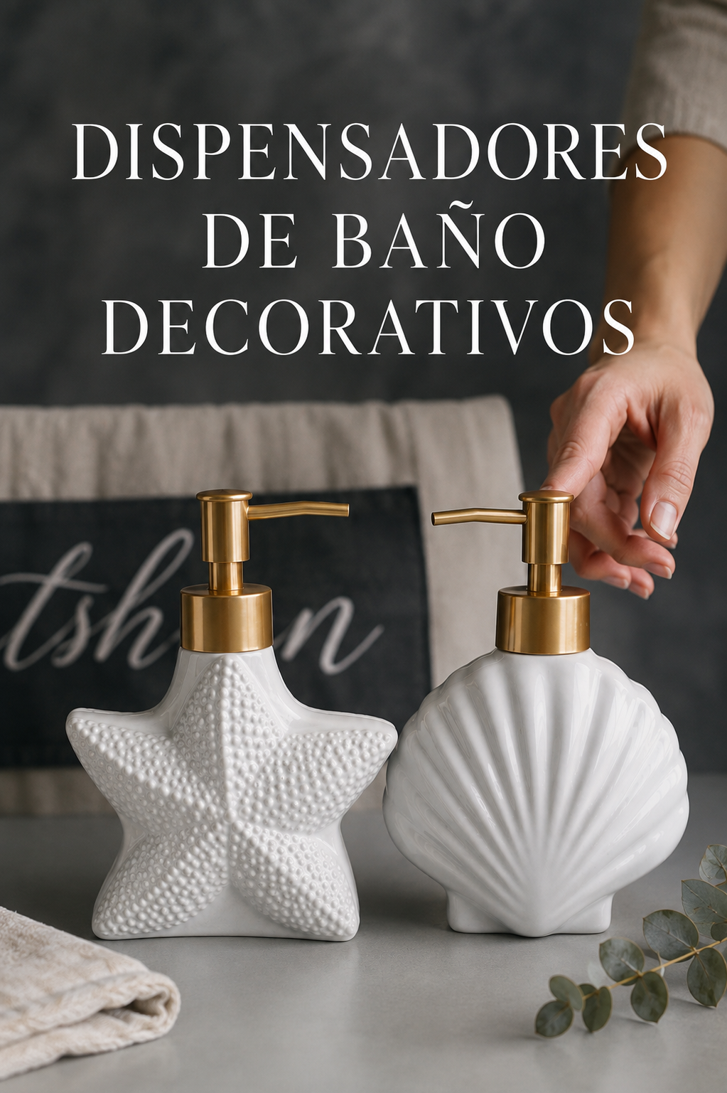 Dispensador de Jabón de Cerámica Diseño de Mar