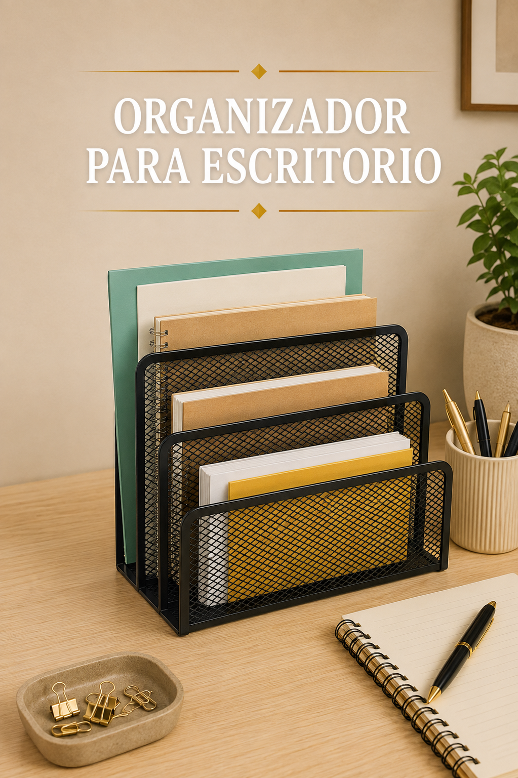 Estantería metálica de rejilla para libros y organizador de escritorio