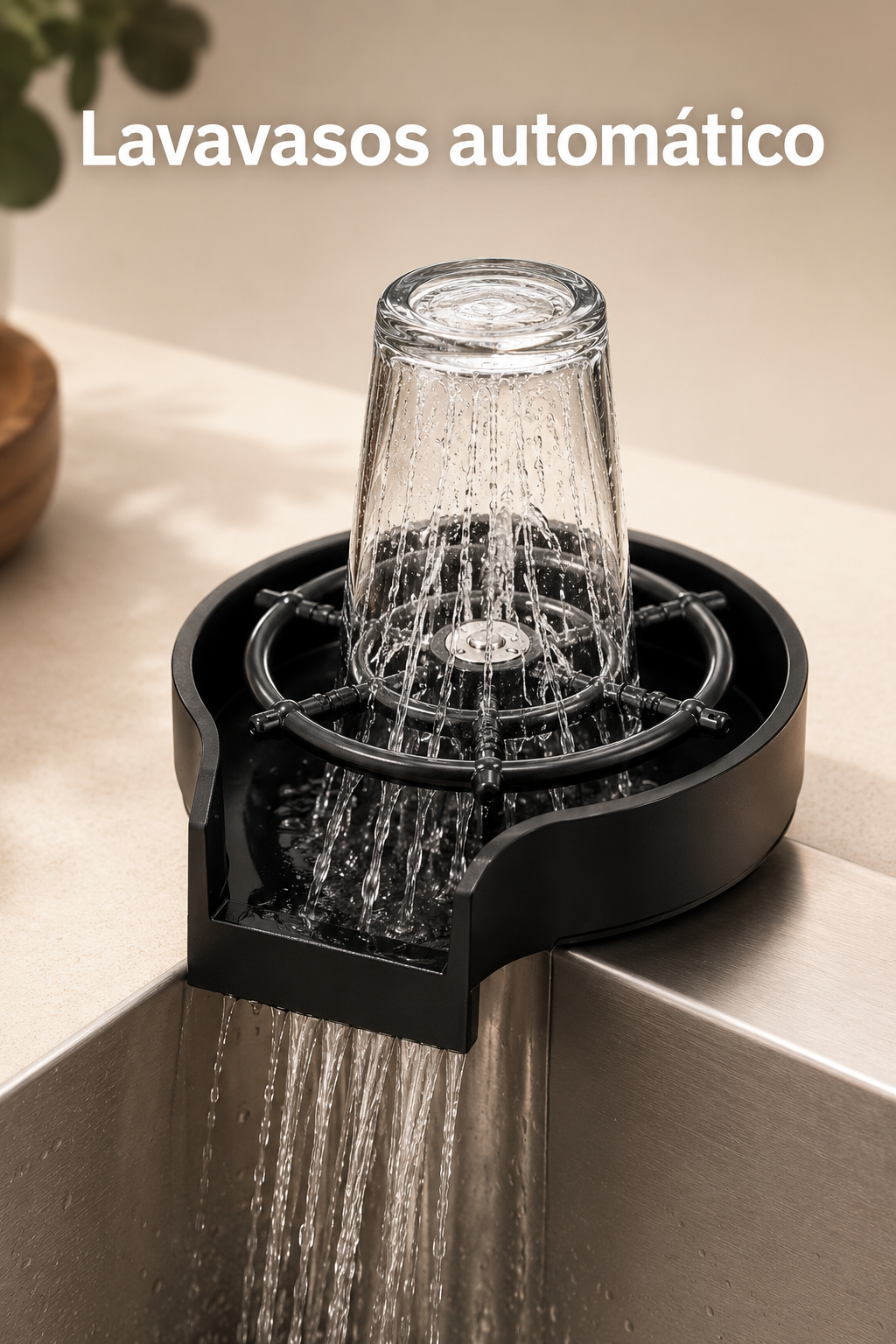 Lavavasos Automático de Alta Presión para Fregadero de Acero Inoxidable