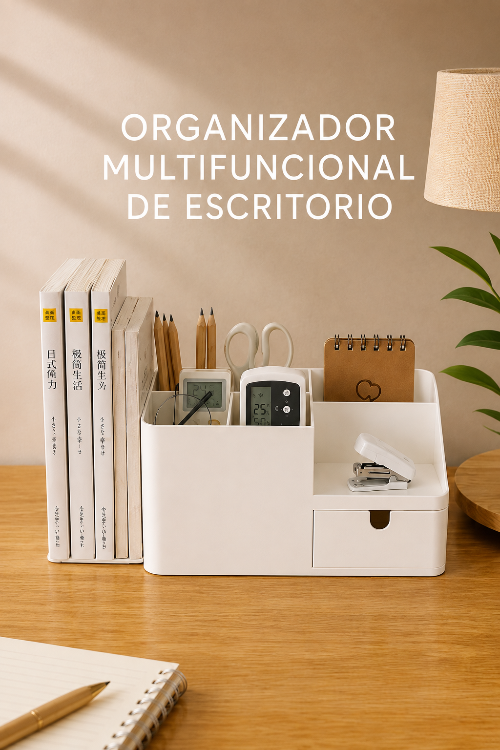 Soporte organizador para libros de escritorio.