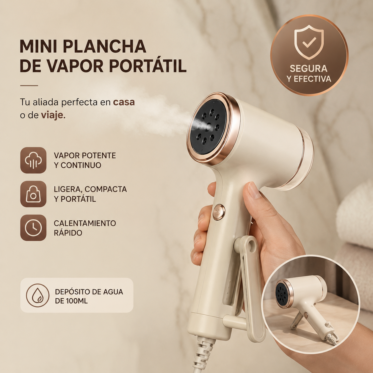 Mini Plancha de Vapor Portátil para Ropa