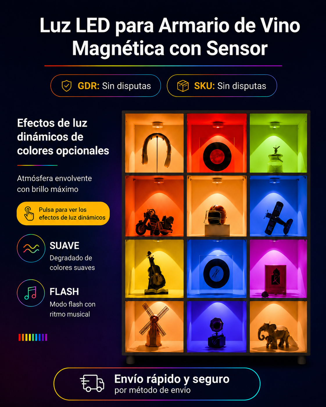 Luz LED Magnética para Armarios con Sensor.
